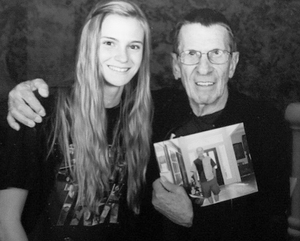 Emily Malina (left) met Leonard Nimoy at a 