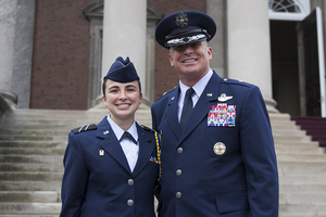 (From left) Elizabeth Fantini and Brig. Gen. Michael Fantini participated in Wednesday’s Veterans Day events in Hendricks Chapel. 