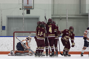 Boston College celebrated seven goals on Thursday afternoon at Tennity Ice Pavilion. BC is undefeated this season and proved why against the Orange.