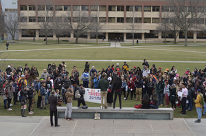 Amy Quichiz, president of Students Advocating Sexual Safety and Empowerment, said the rally promoted women's rights and the adoption of a sanctuary campus at SU.