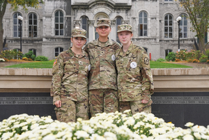 Three of the 35 Remembrance Scholars — Madeline Messare, Madeleine Gordon and Elizabeth Billman, in order— are female ROTC candidates at SU.