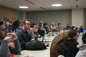 Cory Wallack, executive director of health and wellness at the Barnes Center, spoke about available mental health services for graduate students at the GSO Senate meeting Wednesday. Photo taken in 2019.