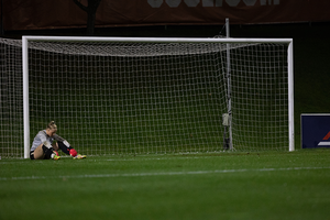 SU goalie Shea Vanderbosch ended 2023 nine saves shy of the program's single-season record, but the Orange allowed 32 shots in a 4-0 defeat.