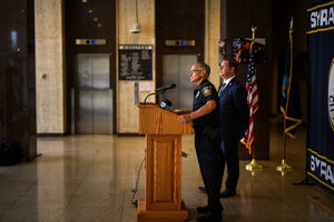 Syracuse Chief of Police Joseph L. Cecile speaks during a press conference on Monday. Cecile and City Auditor Alex Marion discussed a recent report auditing Syracuse Police Department staffing.