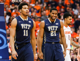 Derrick Randall and Jeter walk up the court during the first half. 